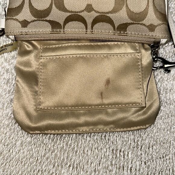 Coach C Signature Logo Light Brown Ivory Canvas Leather Combo Wristlet Wallet - Picture 10 of 10